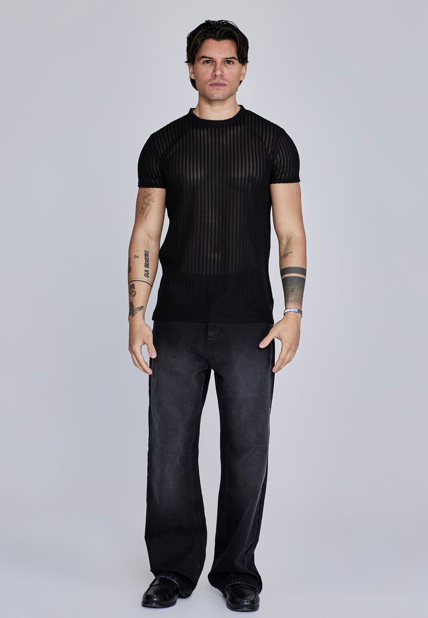 Black Textured Muscle Fit T-Shirt