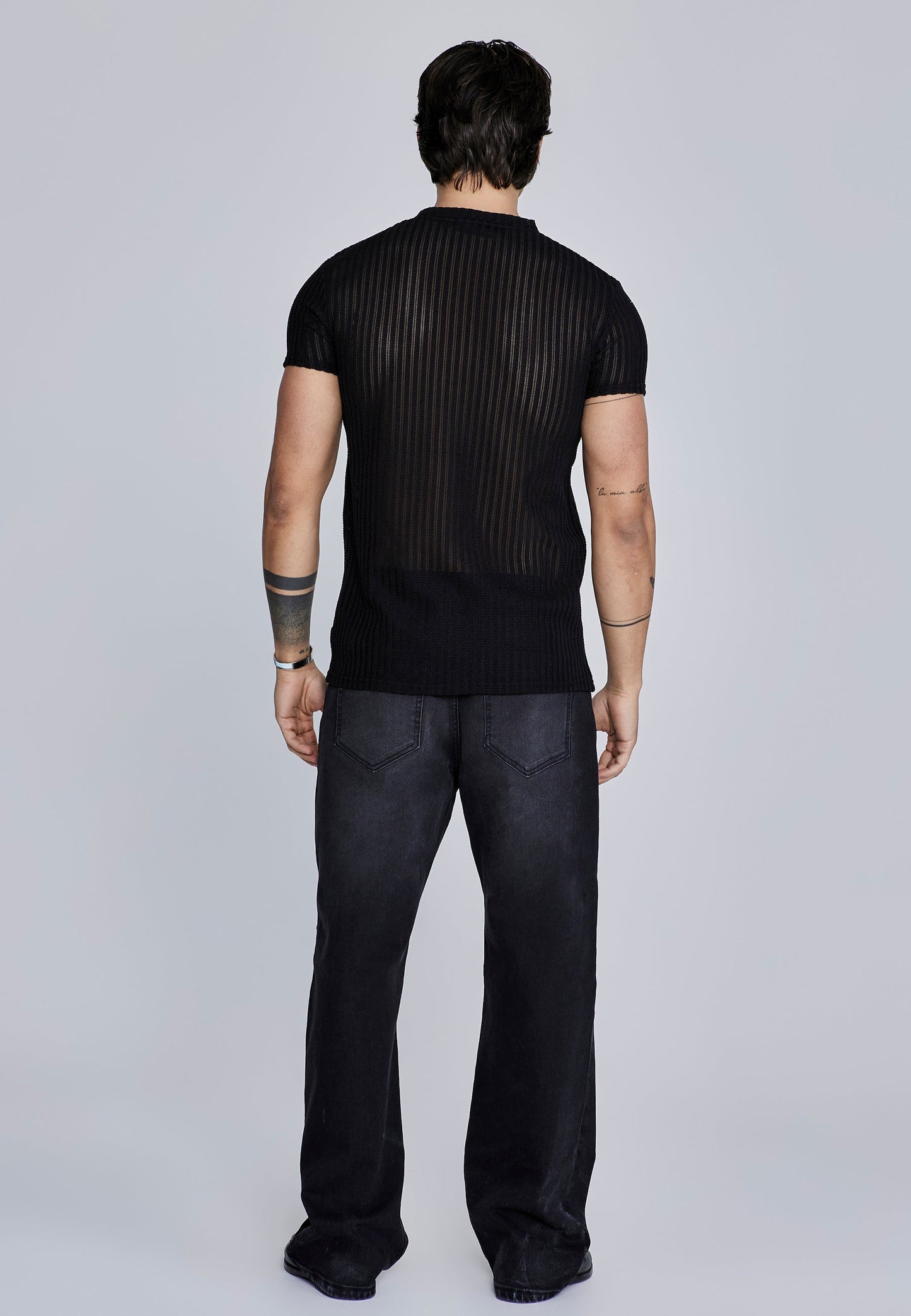 Black Textured Muscle Fit T-Shirt