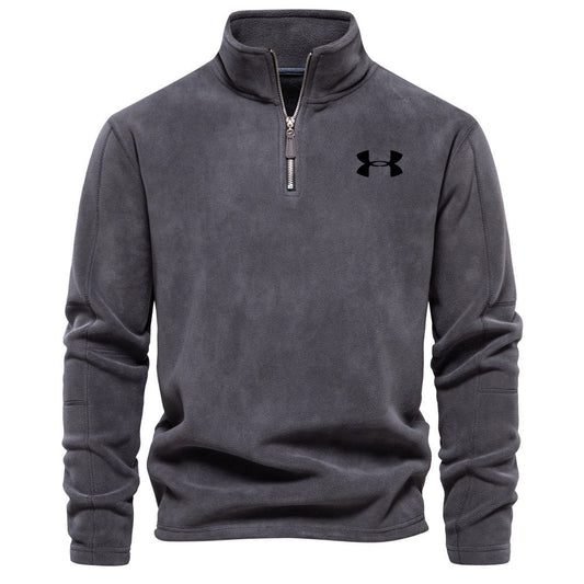 Men's stand-collar, zip-up, long-sleeved fleece top